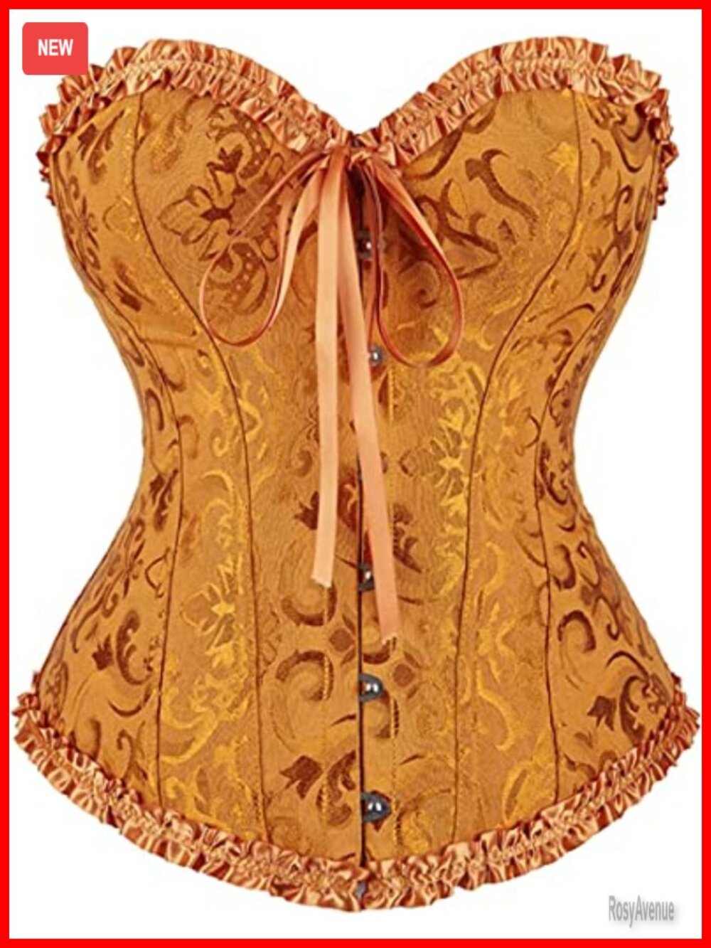 Women's Satin Floral Brocade Corset Lace Up Bustier Steel Boned